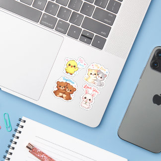 Kawaii Love Animals Sticker Set – Sweet Valentine