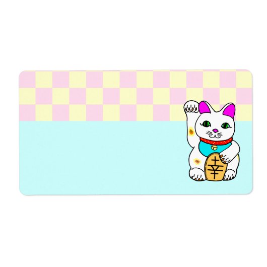 Kawaii Lucky Cat Maneki Neko Checkerboard (Vorne)