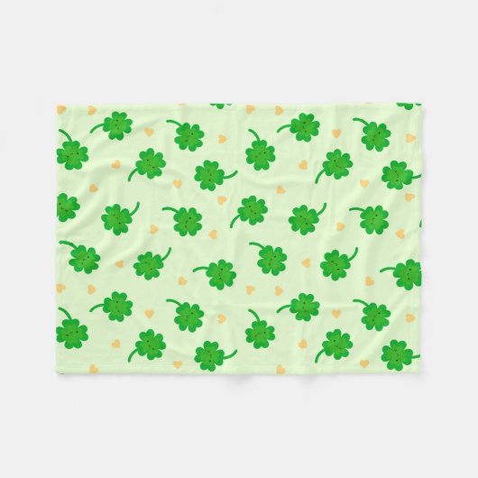 Kawaii Lucky Clover Fleecedecke (Vorderseite (Horizontal))