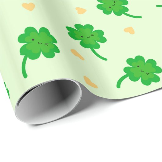 Kawaii Lucky Clover Geschenkpapier (Rolleneckpunkt)