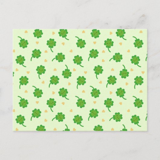 Kawaii Lucky Clover Postkarte (Vorderseite)