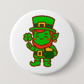 Kawaii Lucky Leprechaun Button (Vorderseite)