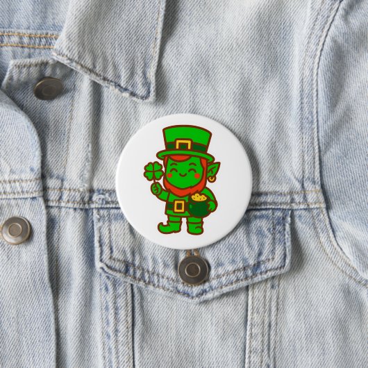 Kawaii Lucky Leprechaun Button (Beispiel)