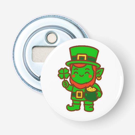 Kawaii Lucky Leprechaun Flaschenöffner (Vorderseite)