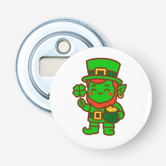 Kawaii Lucky Leprechaun Flaschenöffner (Vorderseite)