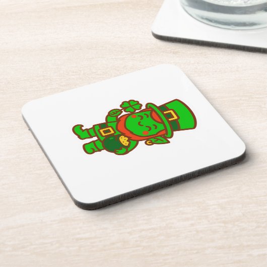 Kawaii Lucky Leprechaun Getränkeuntersetzer (Linke Seite)