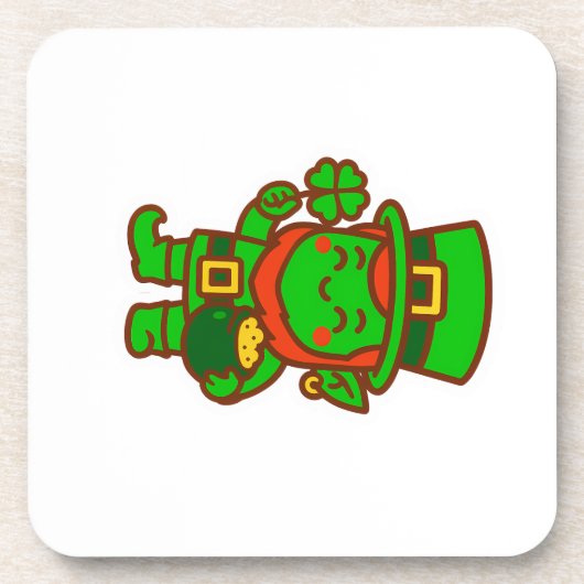 Kawaii Lucky Leprechaun Getränkeuntersetzer (Vorderseite)