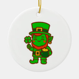 Kawaii Lucky Leprechaun Keramik Ornament
