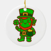 Kawaii Lucky Leprechaun Keramik Ornament (Hinten)
