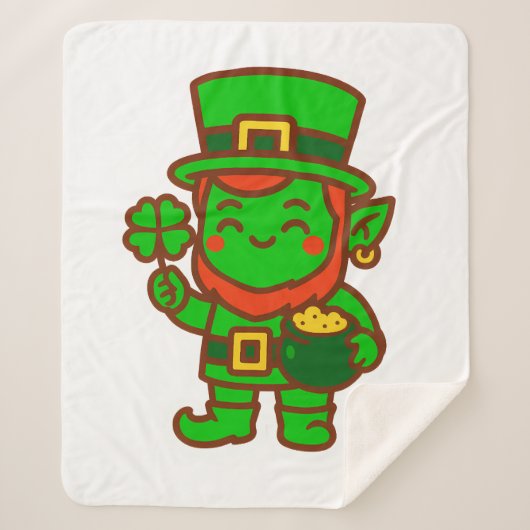 Kawaii Lucky Leprechaun Sherpadecke (Vorderseite)