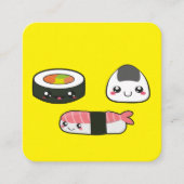 Kawaii, lustig und lustig Sushi mooshie Quadratische Visitenkarte (Vorderseite)