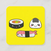 Kawaii, lustig und lustig Sushi mooshie Quadratische Visitenkarte (Rückseite)