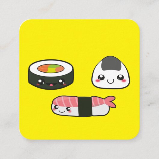 Kawaii, lustig und lustig Sushi mooshie Quadratische Visitenkarte (Rückseite)