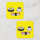 Kawaii, lustig und lustig Sushi mooshie Quadratische Visitenkarte (Vorne/Hinten)