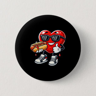 Kawaii Lustiger Herz-essender Hot Dog Valentinstag Button