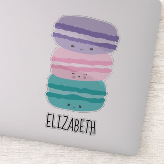 Kawaii Macarons Pastel Niedliche Personalisierte C Aufkleber (Detail)