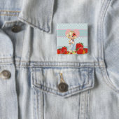 Kawaii-Mädchen mit Erdbeeren sehr niedlich Button (Beispiel)