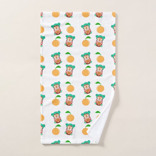 Kawaii-Mädchen-Muster Badhandtuch Set (Handtuch)