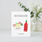 Kawaii Made Pho Each Other Valentine's Day Noodles Postkarte (Stehend Vorderseite)
