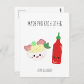 Kawaii Made Pho Each Other Valentine's Day Noodles Postkarte (Vorne/Hinten)
