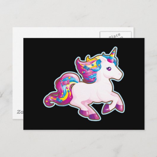 Kawaii Magical Candy Unicorn Postkarte (Vorne/Hinten)