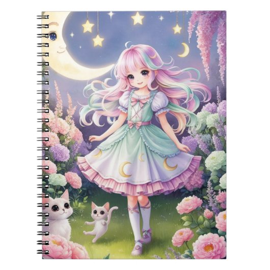 Kawaii Magical Girl Journal - Spirit Cat Notebook Notizblock (Vorderseite)