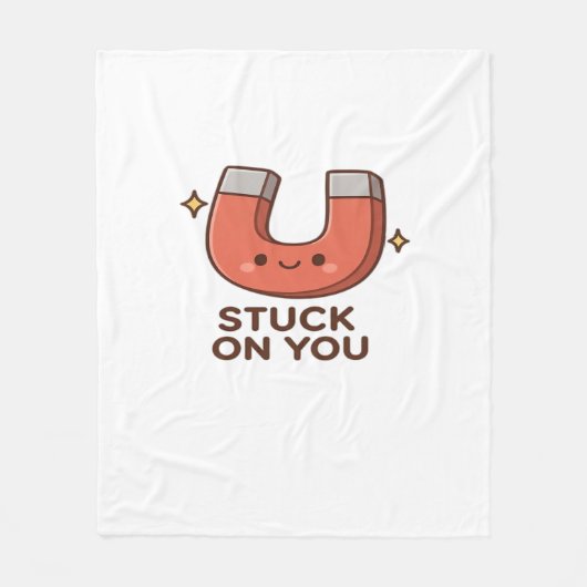 Kawaii Magnet Stuck On You Cute Playful Style Fleecedecke (Vorderseite)