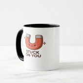 Kawaii Magnet Stuck On You Cute Playful Style  Tasse (Vorderseite Links)