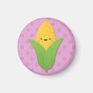 Kawaii Maiskörner auf lila Polka-Punkten Magnet