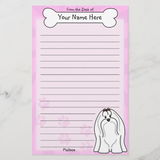 Kawaii Maltese Stationery Briefpapier (Vorderseite)