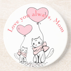 Kawaii Mama Cat & Kitten Custom Getränkeuntersetzer