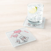 Kawaii Mama Cat & Kitten Custom Glasuntersetzer (Schrägansicht)