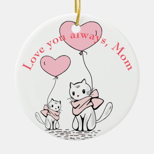 Kawaii Mama Cat & Kitten Custom Keramik Ornament (Vorne)