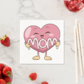 Kawaii-Mama-Herz-Umarmen-Design Serviette (Beispiel)
