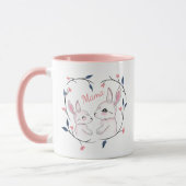 Kawaii-Mama-Kaninchen und ihr Hasen mit Blume Tasse (Links)