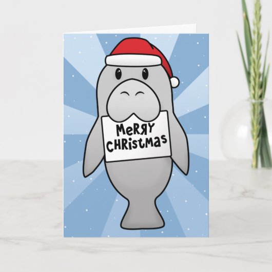 Kawaii Manatee Weihnachtskarte Feiertagskarte (Vorderseite)