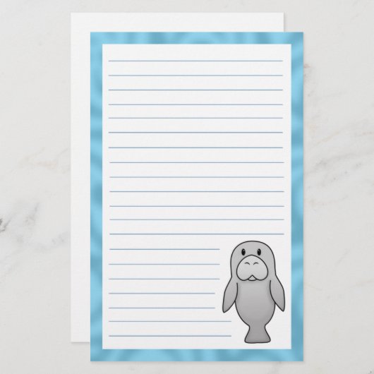 Kawaii Manatis-Briefpapier Briefpapier (Vorne/Hinten)