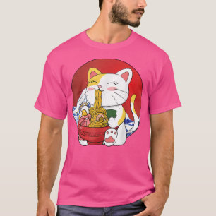 Kawaii Maneki Neko Ramen Niedlich Japanisch Manga T-Shirt