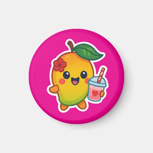 Kawaii Mango - Sweetheart Frucht mit Herz Smoothi Magnet (Vorne)