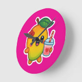 Kawaii Mango - Sweetheart Frucht mit Herz Smoothi Runde Wanduhr (Winkel)