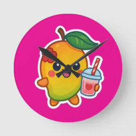Kawaii Mango - Sweetheart Frucht mit Herz Smoothi Runde Wanduhr