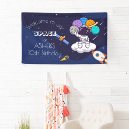 Kawaii marineblaue Weltraum-Astronauten-Party Banner