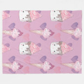 Kawaii Marshmallow & Ice Cream Muster Fleecedecke (Vorderseite (Horizontal))