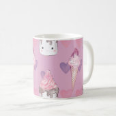 Kawaii Marshmallow & Ice Cream Muster Kaffeetasse (VorderseiteRechts)