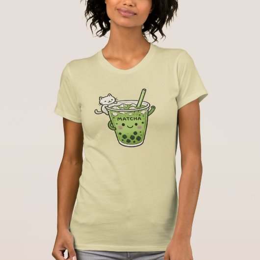 Kawaii Matcha Bubble Tee Katze Niedlich Iced Drink (Vorderseite)