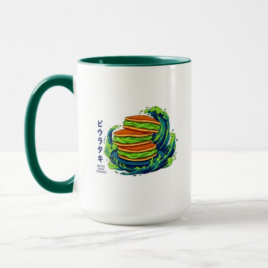 Kawaii Matcha-Creme-Pfannkuchen Ozeanwellen-Kunst Tasse (Links)