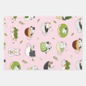 Kawaii Matcha Katzen Nahtloses Muster Geschenkpapier Set (Vorderseite 2)