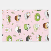Kawaii Matcha Katzen Nahtloses Muster Geschenkpapier Set (Vorderseite)