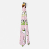 Kawaii-Matcha-Katzen-Nahtloses Muster Krawatte (Vorderseite)