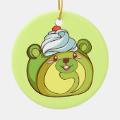 Kawaii Matcha Swiss Roll Bear Cake Keramik Ornament (Vorne)